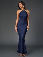 Halter Backless Mesh Sequin Bodycon Dress